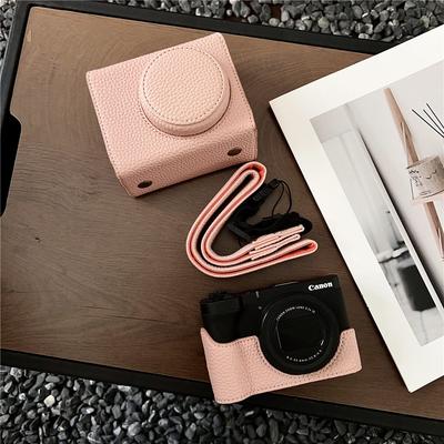 Luxury Hand Made V1 PU Leather Camera Case Bag for Canon PowerShot V1 Full Body Battery Opening Cover With Strap