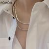 Collana con piccolo tubo quadrato in argento sterling 925 per donna, collane con catena a clavicola, gioielli per feste, regali nuovi