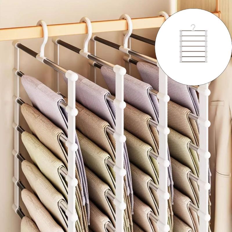Functional Stackable Clothes Holder for Pants Solid Metal Frame with Protective Clasps