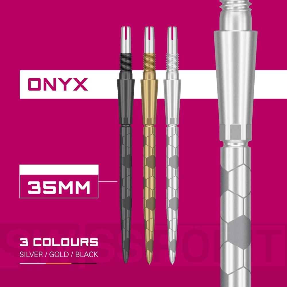 Target Darts Swiss Storm Onyx Dart Points  Set Of 3  26mm 30mm 35mm   Silver Gl