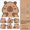 Capybara Electric Bike Waterproof Sticker: Little Cow Helmet & Center Box Deco