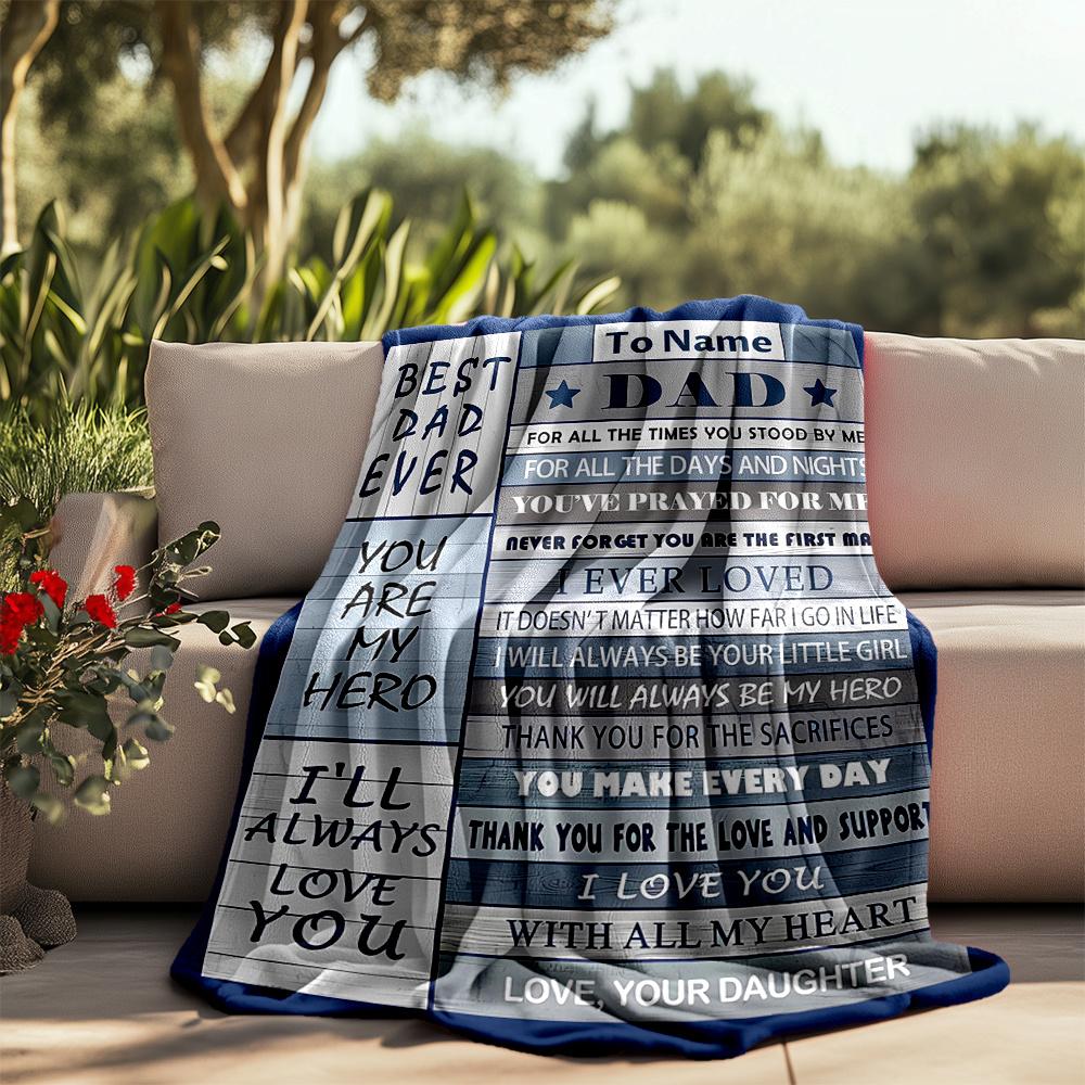 Dad'S Unconditional Love And Support Personalized Outdoor Blanket Personalized Text Warmthful Decor Great For Picnics Outdoor Travel And Camping Sofa
