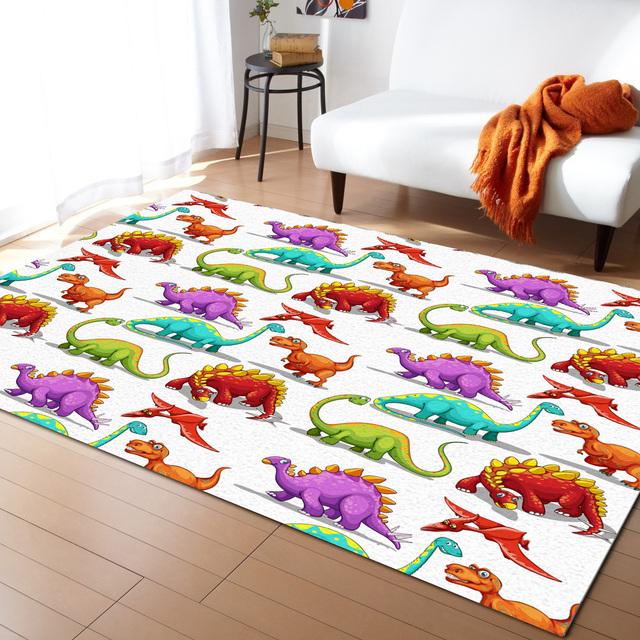 Cartoon Dinosaur Carpets for Living Room Home Decor Children's Room Anti-slip Crawling Mat Bedroom Bedside Foot Pad Doormat