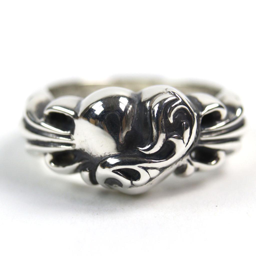 Excellent CHROME HEARTS Ring Floral Cross Heart Ring Silver 925 men used Used