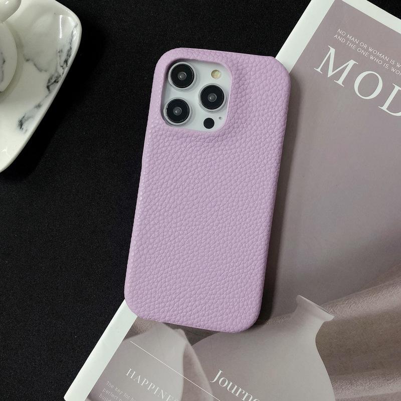 Half-wrapped Lychee Pattern, Suitable for Apple 15promax Phone Case, IPhone14 Anti-drop 13 Creative Women's Leather Case