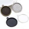 New Fashion 5pcs 25mm Inner Size Black Antique Silver Plated Bronze Flower Simple Style Cabochon Base Setting Charms Pendant