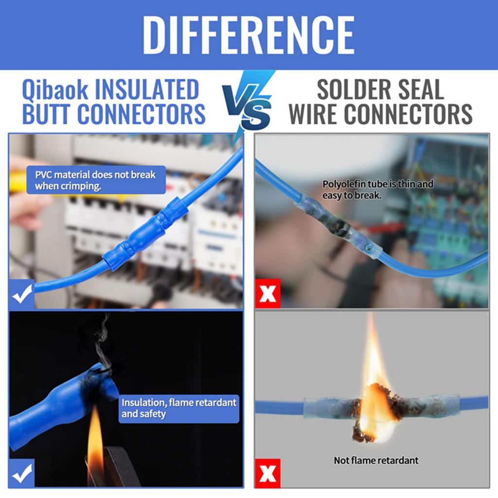 200pcs Wire Terminal Connector Set Includes Male & Female Versatile Wire Terminals for Home Electrical Installations