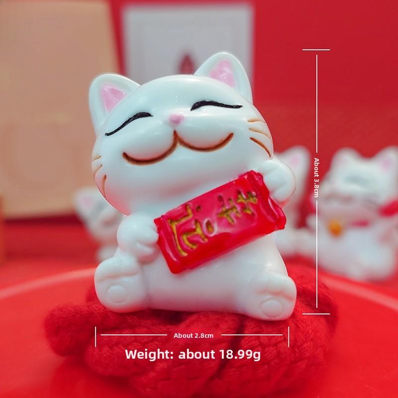 Fortune Cat Resin Figurine - Lovely Office Desk Decoration, Stress-relieving Gift for The Workplace, Home Toy Figurine