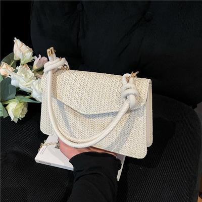 Solid Color Texture, Foreign Style Shoulder Messenger Bag 2025 Woven Commuter Small Square Bag, Popular Women's Commuter Small Bag This Year