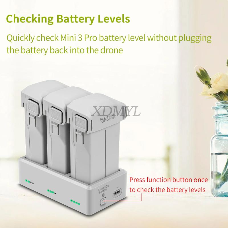 3-Way Battery Charger Manager For Mini 3/Mini 3 Pro Charging Hub Battery Charging Butler For DJI Mini 4 Pro Accessories