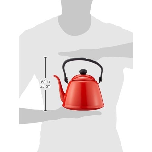 Nodahoro Drip Kettle, 2L, Enamel, Gas/IH Compatible, Narrow Mouth, Made In Japan, Red, DK-200R