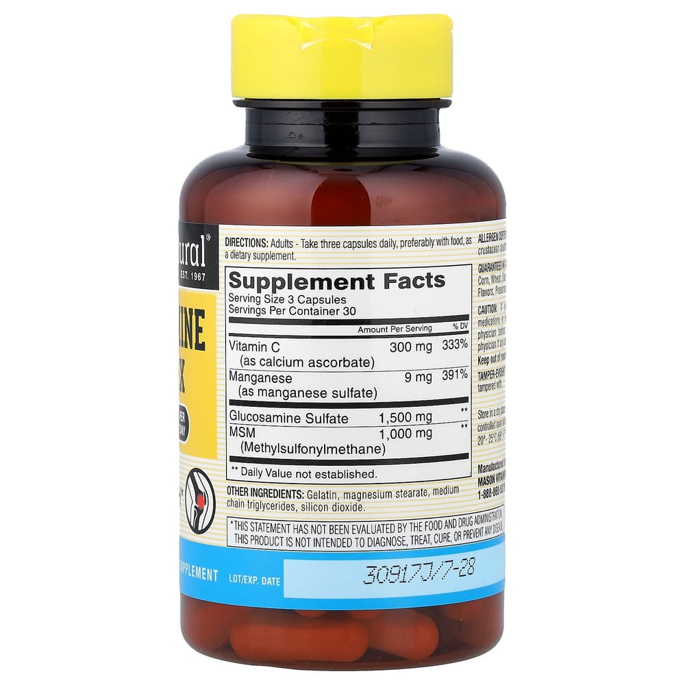 Mason Natural Glucosamine Complex + MSM Capsules, 90 Count