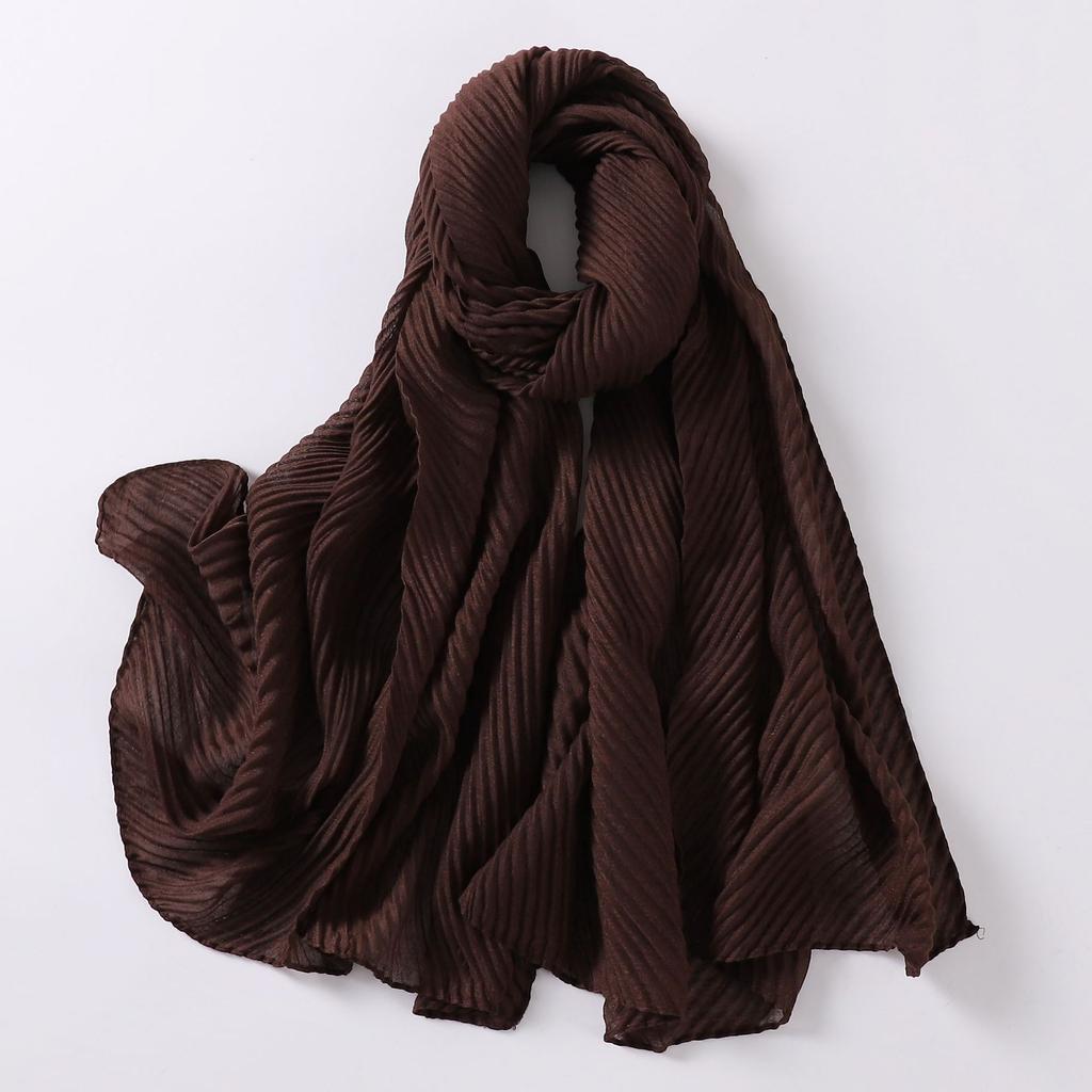 Large Size Pleated Hijab Scarf For Women Muslim Daily Wear