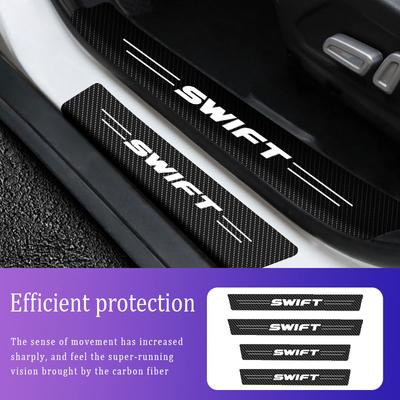 4 adet araba eşik karbon fiber çizilmeye dayanıklı koruyucu çıkartmalar Suzuki Swift için su geçirmez çıkartmalar araba