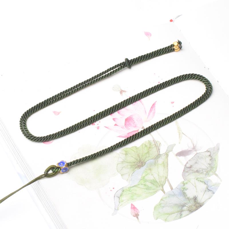Milanese 2mm Woven Cord Lanyard with Oil-Dripping Sterling Silver Buckle, Adjustable Pendant Rope