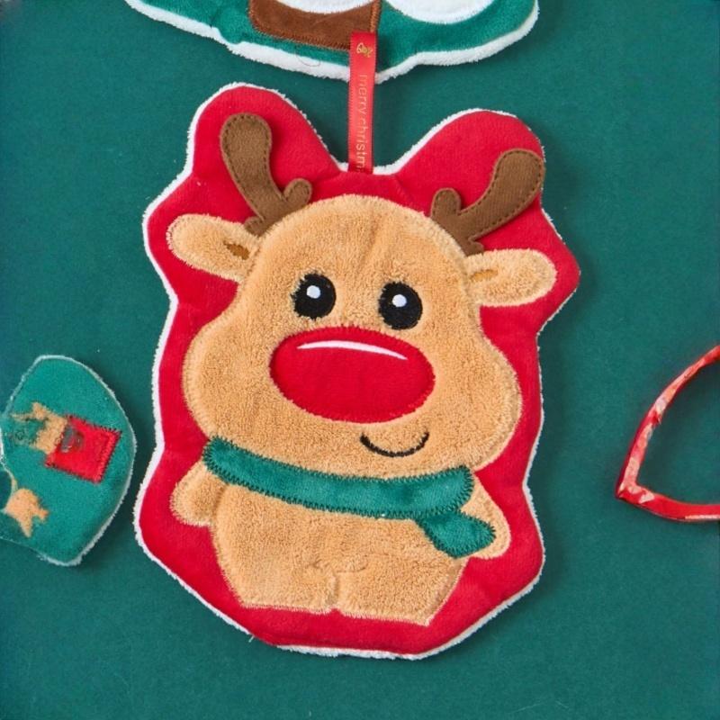 1-piece Christmas Handkerchief - Ultra Soft Coral Fleece with Cute Santa Super Absorbent, Suitable for Kitchens and Bath Rooms