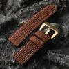 Classic Sharkskin Genuine Leather Watch Band 20 22 24MM Bronze Watch Accessories Buckle, High-end Genuine Leather Bracelet, Pure Bronze