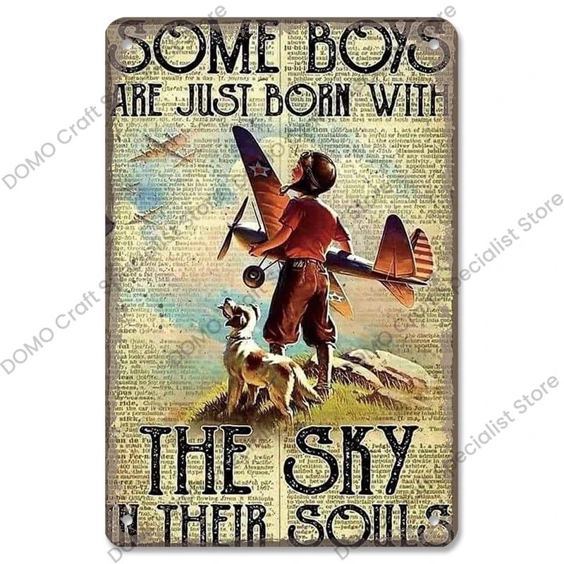 Vintage Airplane Plaques Metal Plate Top Gun Air Force Jet Aces Fighter Retro Metal Tin Signs Club Man Cave Home Wall Decor