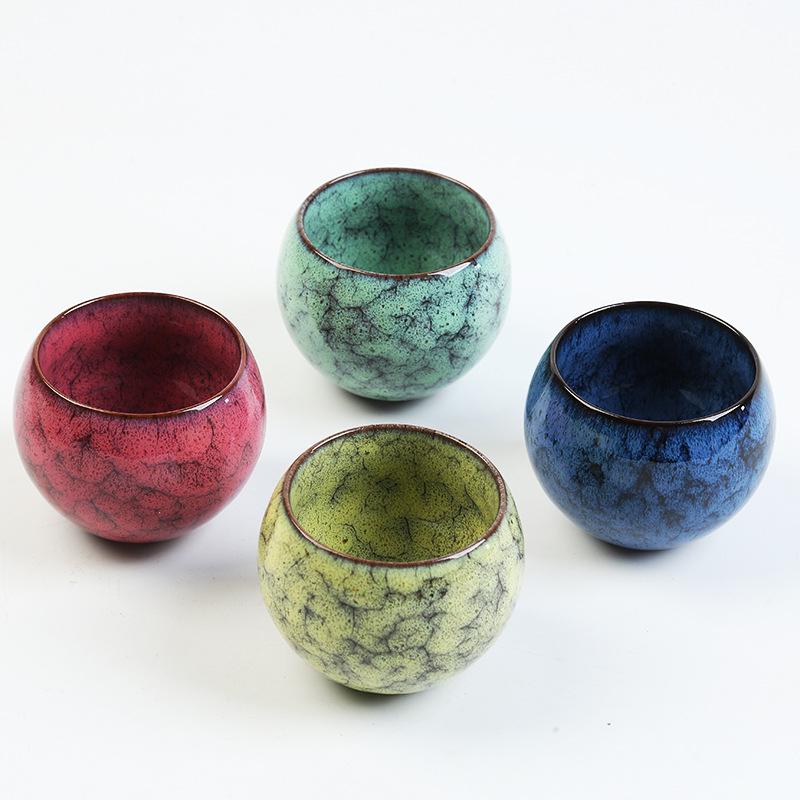 Kiln-Glazed Jianzhan Tea Set with Dragon Relief Tumbler