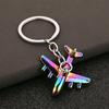 Aircraft Keychain Alloy Mini Plane Model Electroplated Key Ring with Chain Buckle for Travel Aviation Souvenir