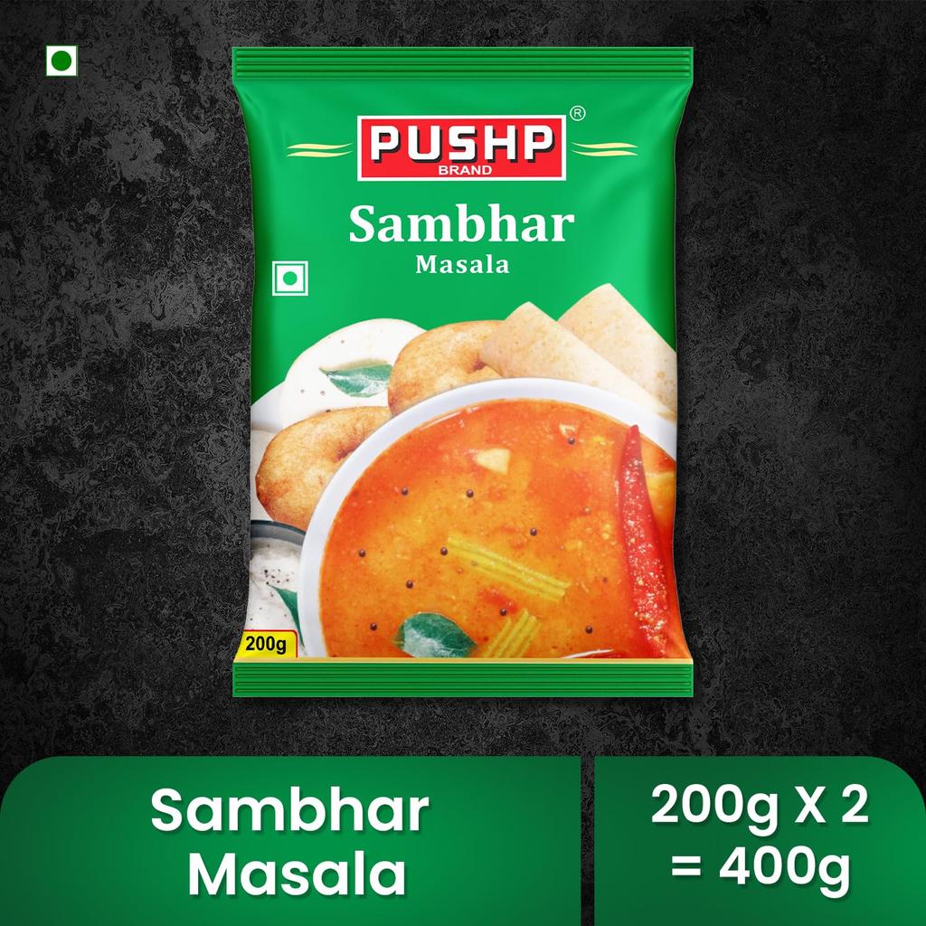 Pushp Sambhar Masala Powder 200g Pack Of 2 Traditional South Indian Spice Blend For Authentic Homemade Taste And Aroma