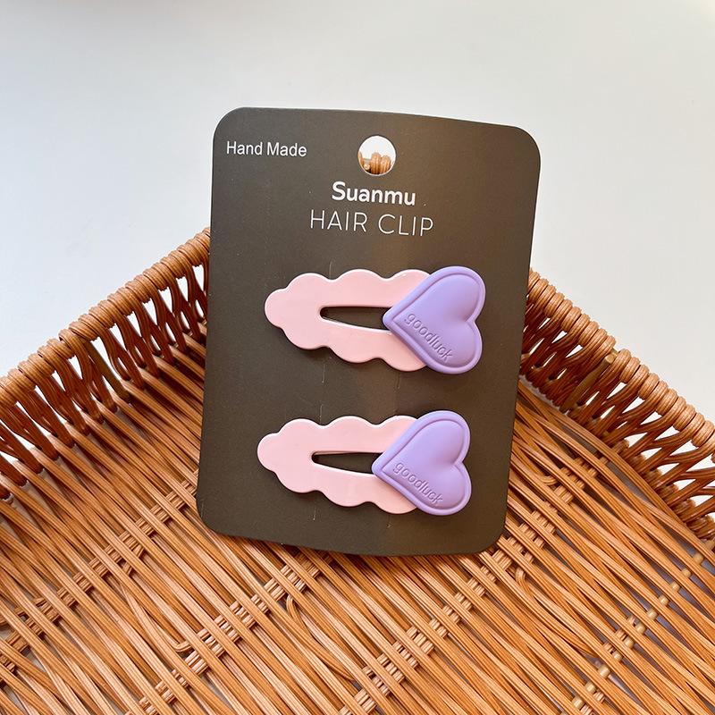 Little Girl Fluorescent Color Love Hairpin Children's Color Wavy Side Broken Hair BB Clip Pair Hairpin Headdress