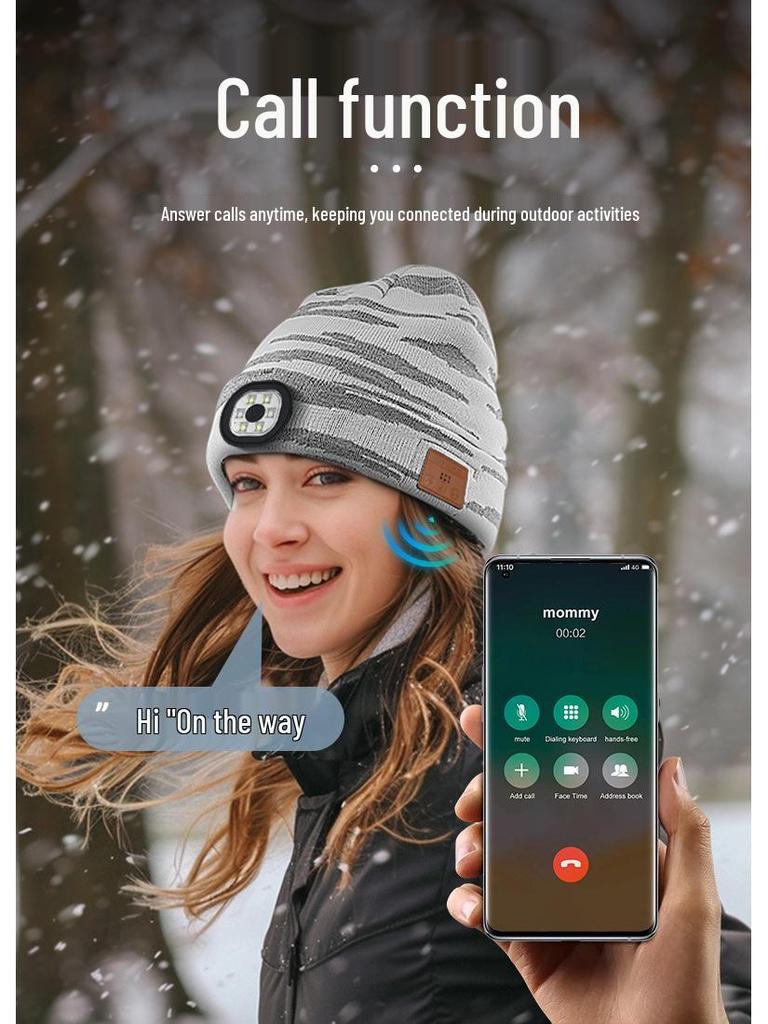 Washable Bluetooth LED Music Earphone Knitted Hat