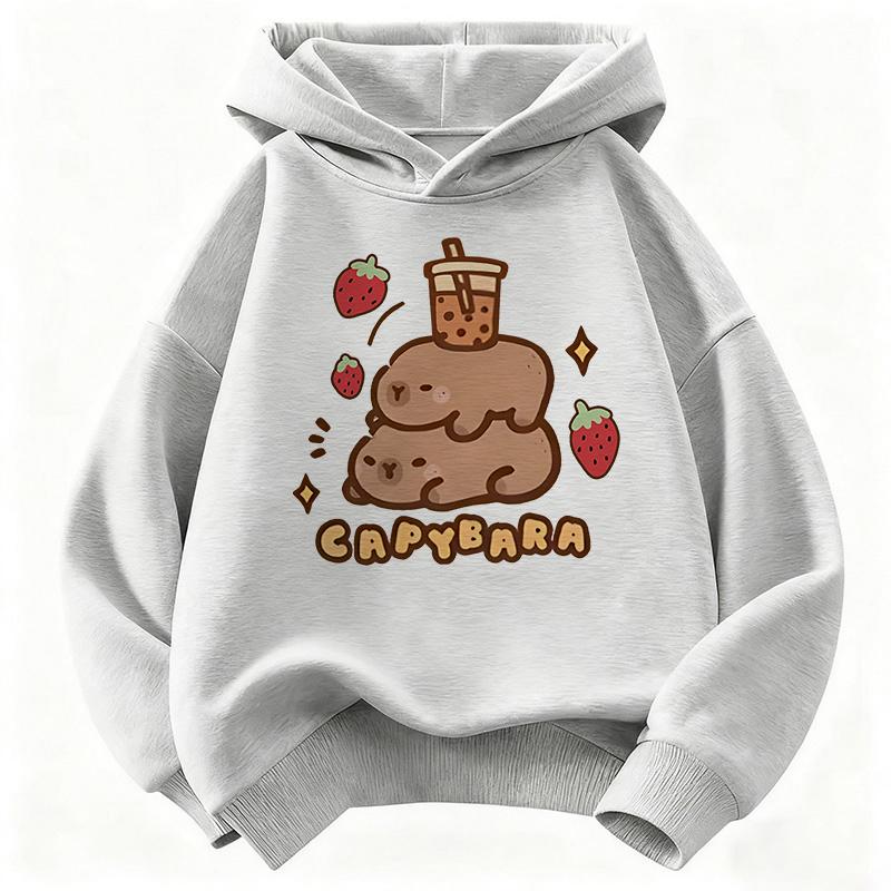 Girls' Capybara Print Long Sleeve Children's Hoodie Sweatshirt Cute Hoody for Boys Girls Autumn Casual Hoodies