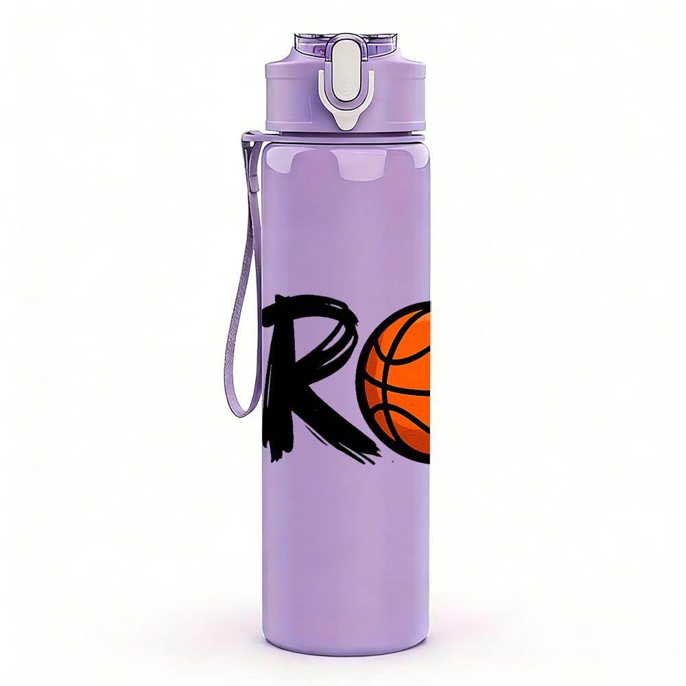 1PC Bro Basketball Sport Text Print 750ml Color Plastic Sports Water Bottle Leakproof Flip Straw Lid Suitable for Sports Office Home Use