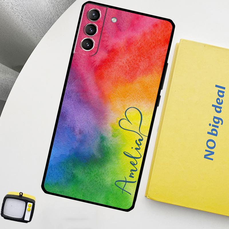 

Персонализированный акварельный чехол с именем и сердцем для Samsung Galaxy S22 Ultra S23 FE S9 S10 Note 10 Plus Note 20 Ultra S20 S21 FE Note 20 Ultra