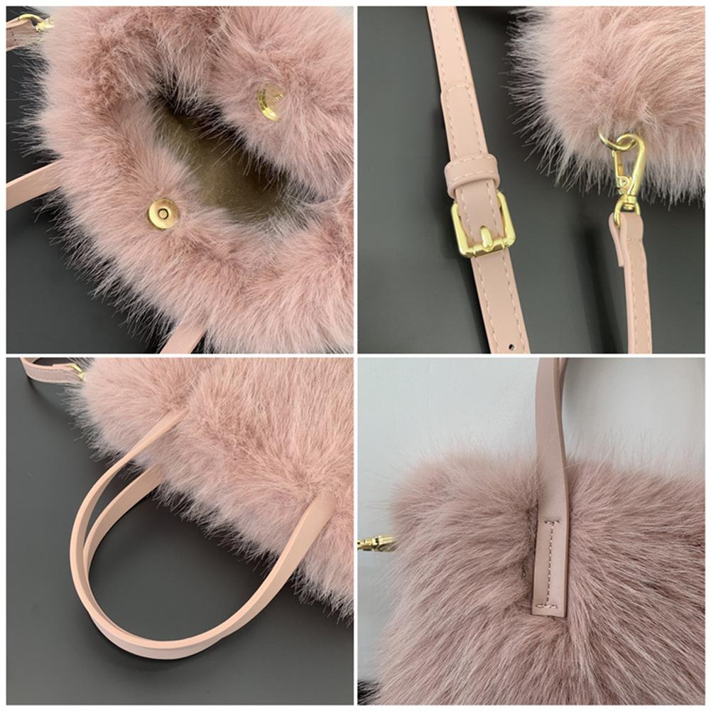 Women Faux Fur Crossbody Bag Adjustable Strap Handbag Solid Color Clutch Purse Satchel Purse for Travel Party