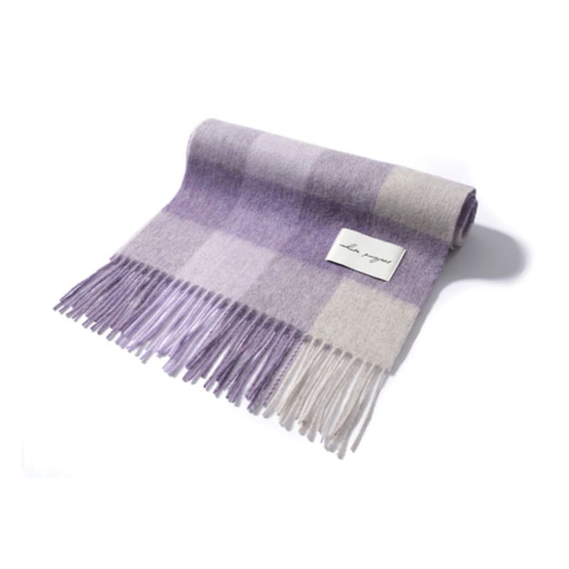 White Project PATTERN VIRGIN WOOL MUFFLER_PURPLE
