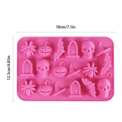 Halloween Silikonform Gruseliger Schädel Hexenhut Grab Fledermaus Kürbis Spinne Fondant Schokoladenform Kuchen Dekoration DIY Backwerkzeuge