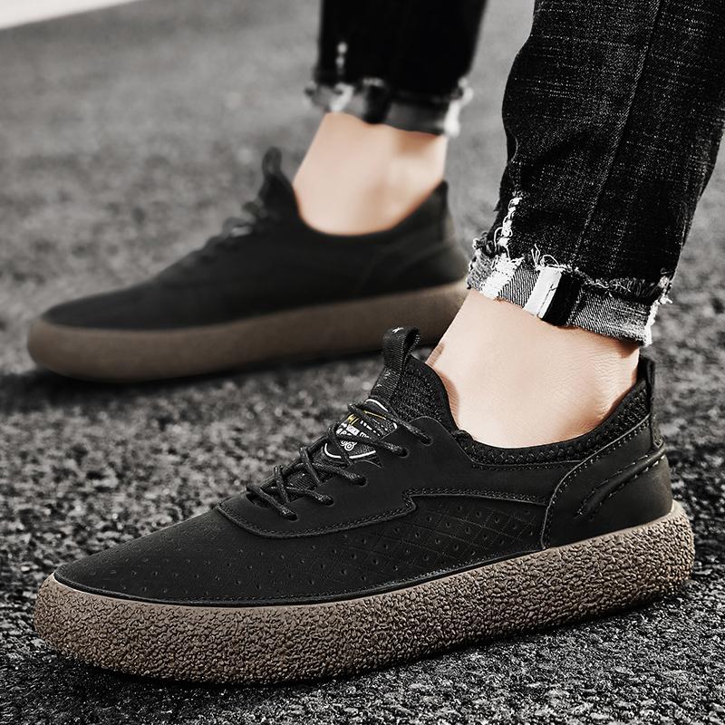 Fashion High Quality Men's Casual Shoes Breathable Summer Leather Shoes Wear-resistant Work Shoes Fashionable Flat Outdoor Sports Shoes
