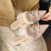 Fashion Bow Suede Women Flats Fur Slipper Pointed Toe Mules Shoes Winter New 2025 Trend Sexy Elegant Flip Flops Dress Slingback Zapatos