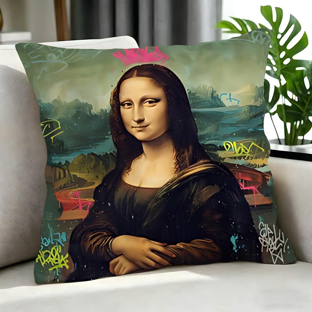 art Mona Lisa Cushion Cover Cushion Cover Set Pcs x x x Pillowcase Decorative Sofa Home Decor