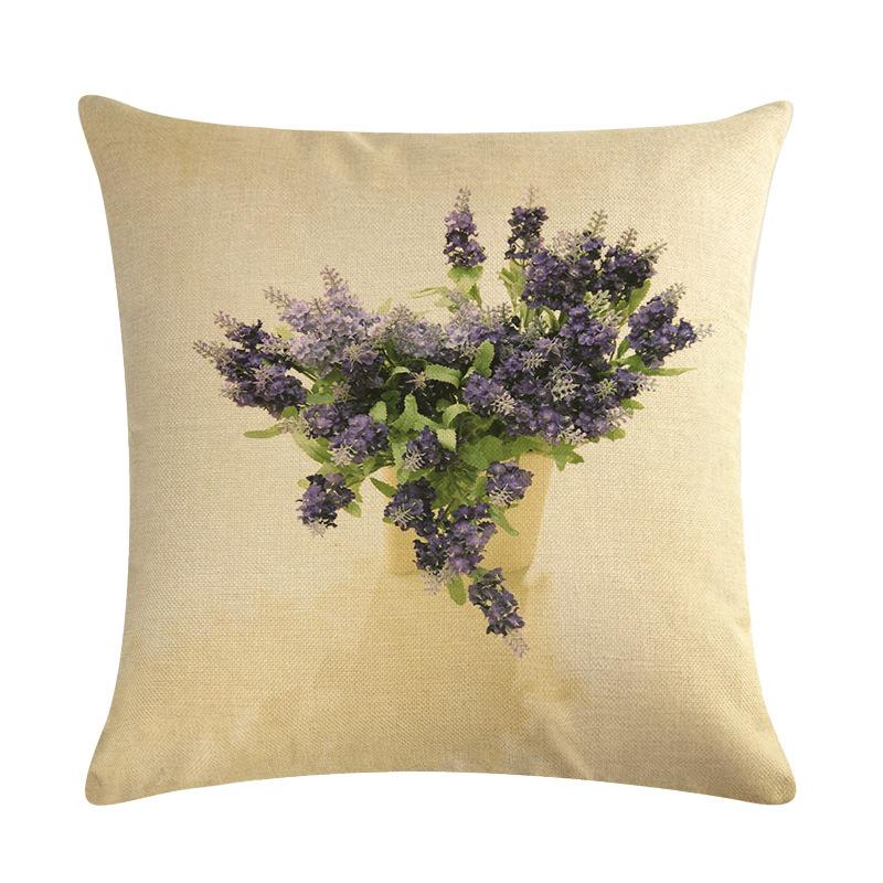 Purple Landscape Lavender Collection Digital Printing Short Plush Pillow Covers For Car Sofa Office Cushion Cover Home Goods
