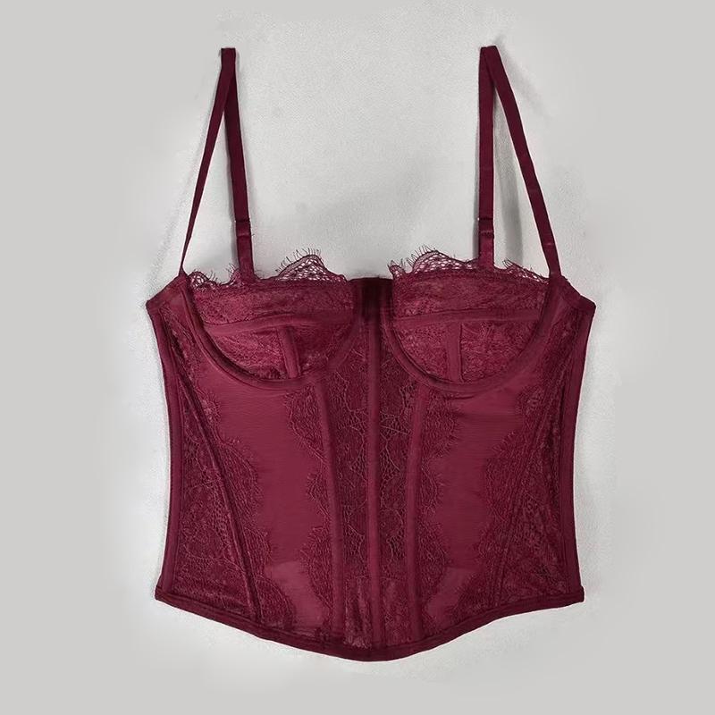 Women’s Corset Sexy Lace Ruffled Push Up Bodysuit Hot Girl’s Going Out Wear Crop Top Style Waistcoat Party Strap Tank Top