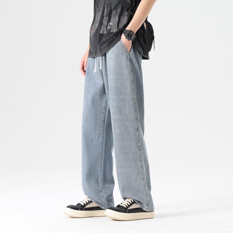 Dingfengbaoluo Men's Relaxed Fit Straight-Leg Jeans