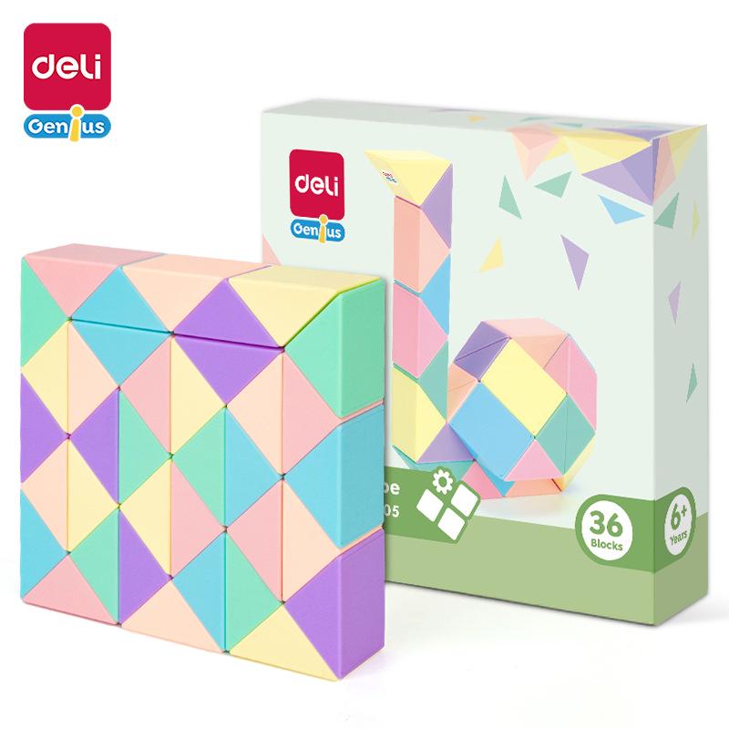 Deli YP105 Macaron Color 36-Section Versatile Folding Magic Snake Toy, 48-Section 3D Magic Cube
