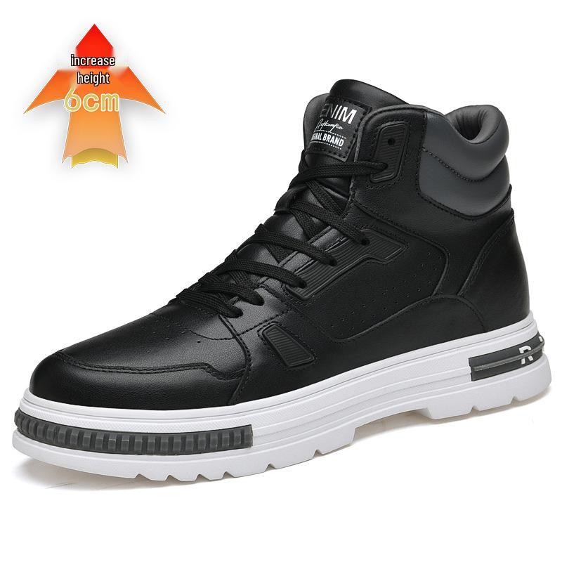 Men s Trendy High-Top Velvet-Lined Thick-Sole Shoes - 8CM Height Boost, Autumn/Winter Korean Style Casual Sports Sneakers 43