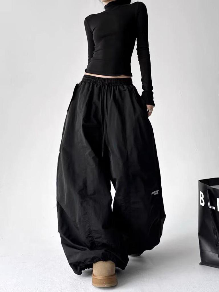 Pantaloni larghi plissettati stile coreano da donna per street dance per primavera/estate