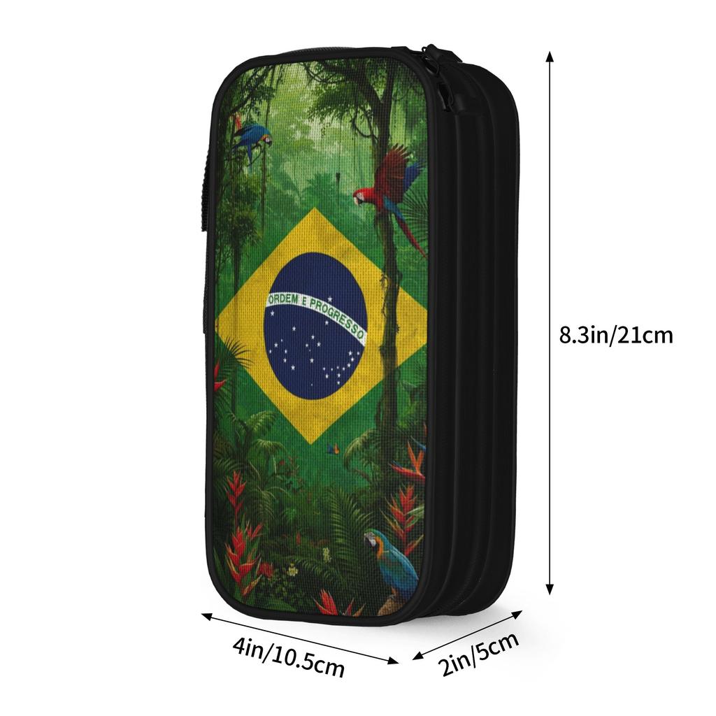 Brasil Flag Merch Pen Box Large-capacity For School Pen Case Gift