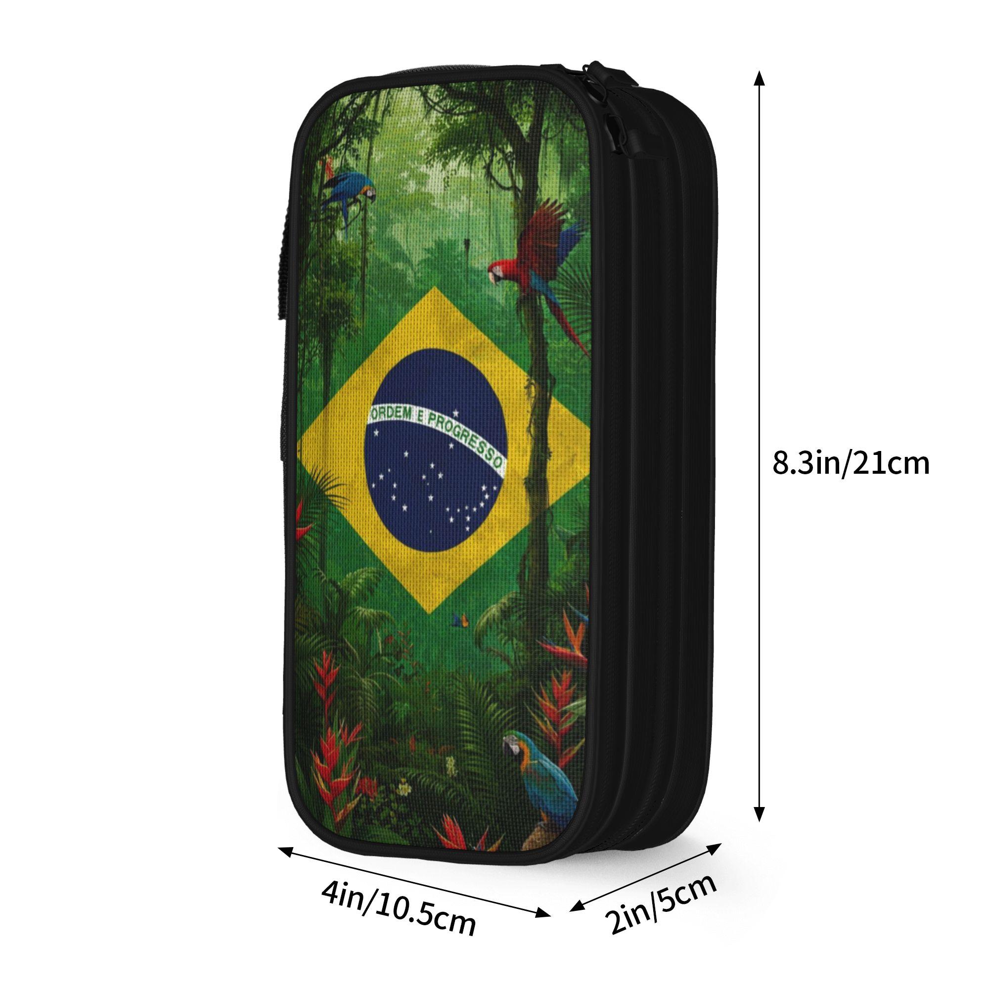 brazilië vlag Merchandise Pennendoos Grote capaciteit Kinderen Schoolbenodigdheden Etui Verjaardagscadeau (as the picture,M)
