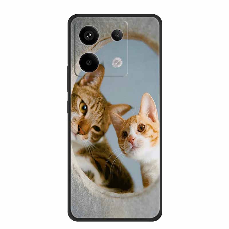 For Redmi Note 13 pro Case Pink Phone Case Fashion Silicone TPU Soft Back Cover Redmi Note 13 Pro Flower Capa 6.67" Cats Coque