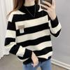 Striped Colour Blocking Chenille Sweaters Women's Autumn Winter Korean Style Loose Thickened Knitted Pullovers Large Size Casual Jumpers