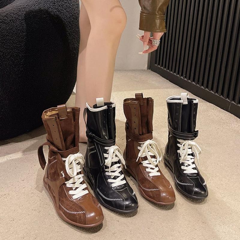 Casual retro versatile inner height-increasing Martin boots women's 2025 new versatile British style round head lace-up sports short boots