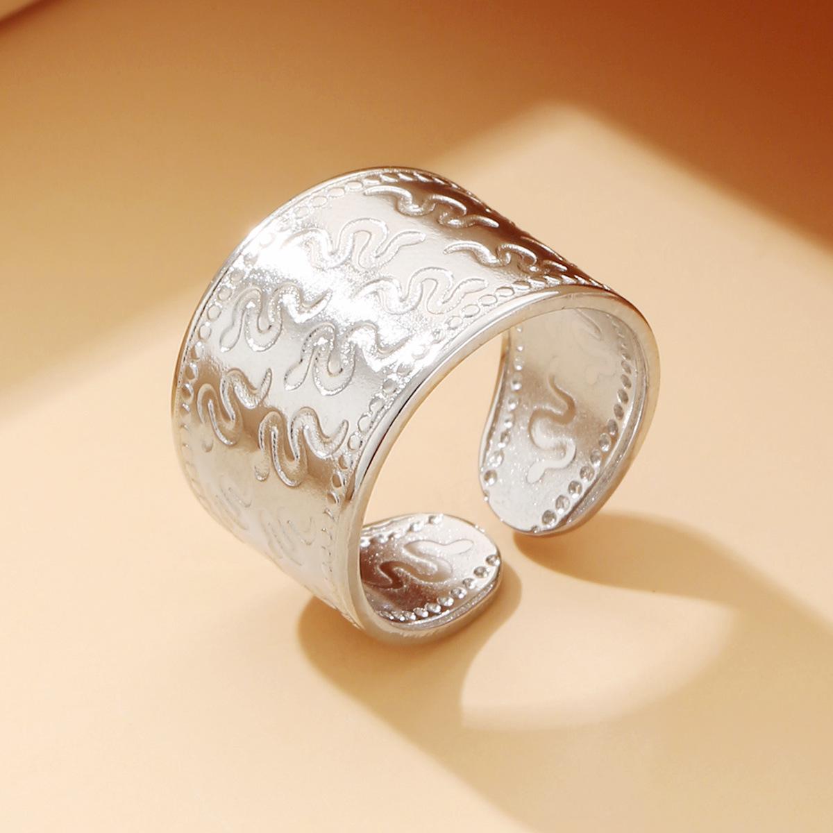 3D Carved Punk Snake Ring - Men s Exaggerated Stainless Steel Open Ring, Titanium Steel Jewelry