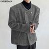 INCERUN Frühling Männer Rundhals Langarm Strickjacke Blazer Taste Textur