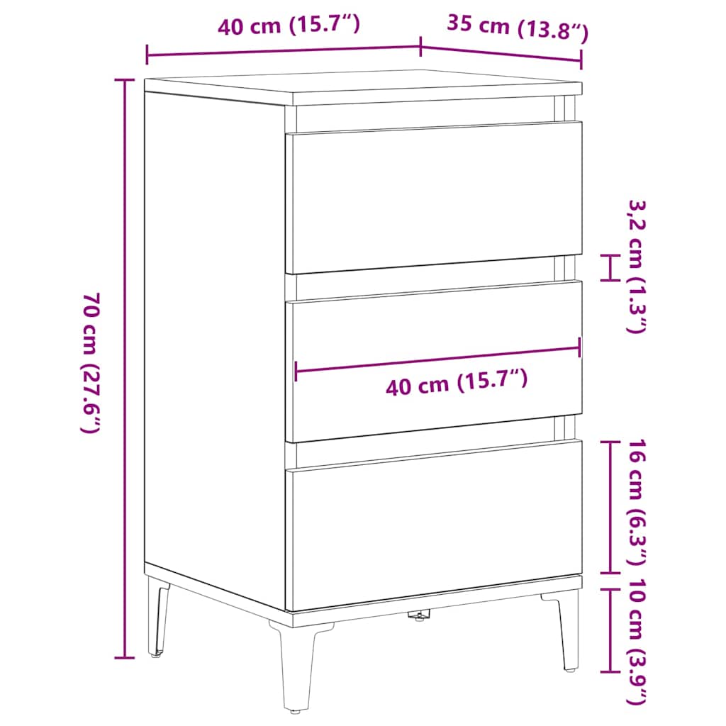 Nightstand Artisan Oak 45 x 35 x 44 cm Engineered Wood